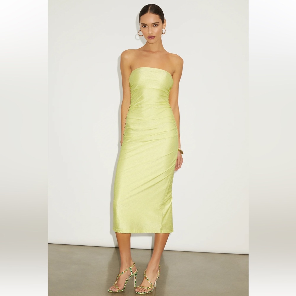 Lulu’s Strapless Midi Green Dress Kentucky Derby